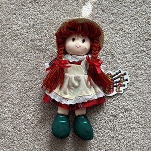 Scottish Rag Doll with Cream Apron and Green Shoes